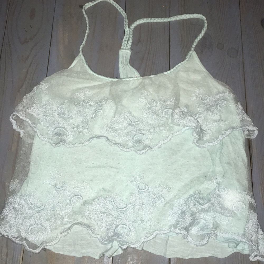 Aqua lace crop tank